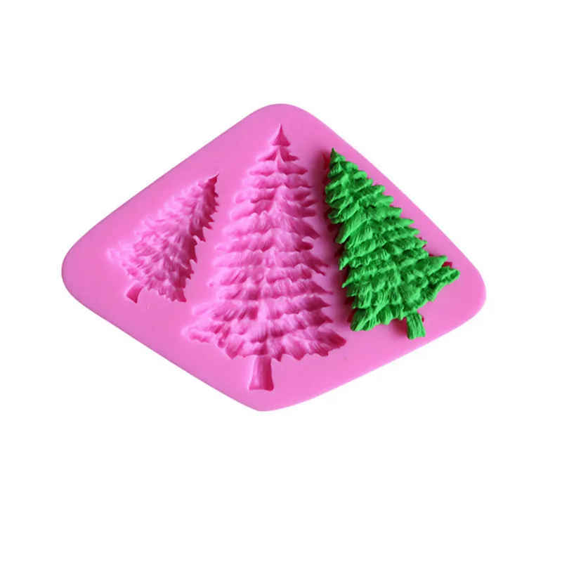 

3 Hole Christmas Tree Silicone Mold Fondant Cake Pastry Dessert Decoration Tools Cookies Gumpaste Chocolate Baking Moulds 4YANG