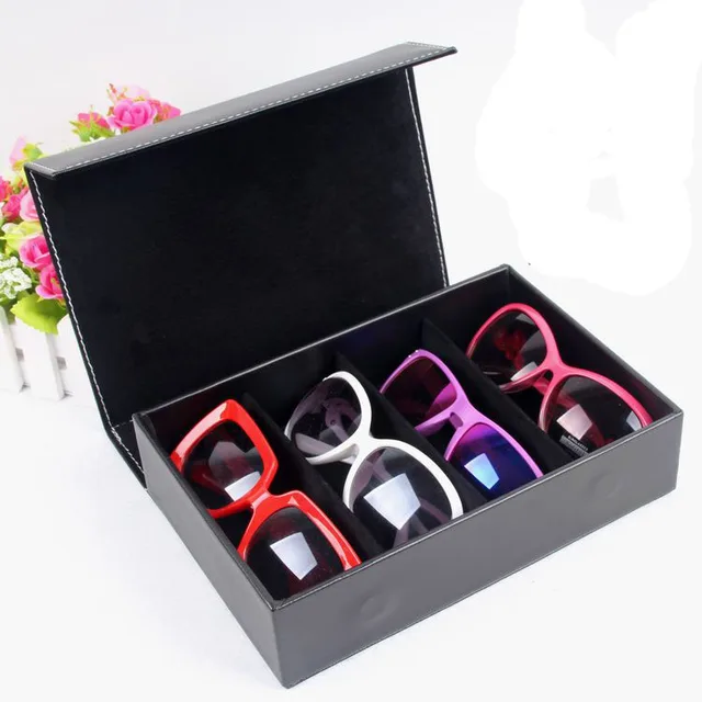 PU Leather Receive Case 4 Pairs Of Sunglasses Travel Case