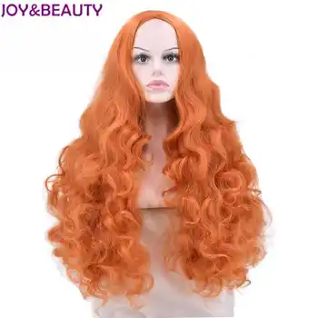 

JOY&BEAUTY 26inches Orange Color Long Curly Wig Synthetic Hair High Temperature Fiber For Black White Women Wigs Free Hairnet