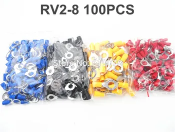 

100pcs RV2-8 Ring insulated terminal Cable Wire Connector 1.5-2.5mm cable Electrical Crimp Terminal RV2.5-8 RV