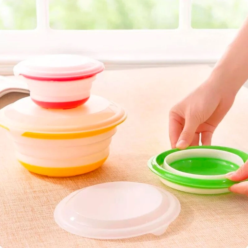 OOTDTY 3Pcs Portable Folding Collapsible Bowl Set Camping Tent Outdoor