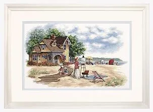 CS-1654 Cross Stitch Kit Seaside Retreat Painter Artist and Wooden House dim 35177