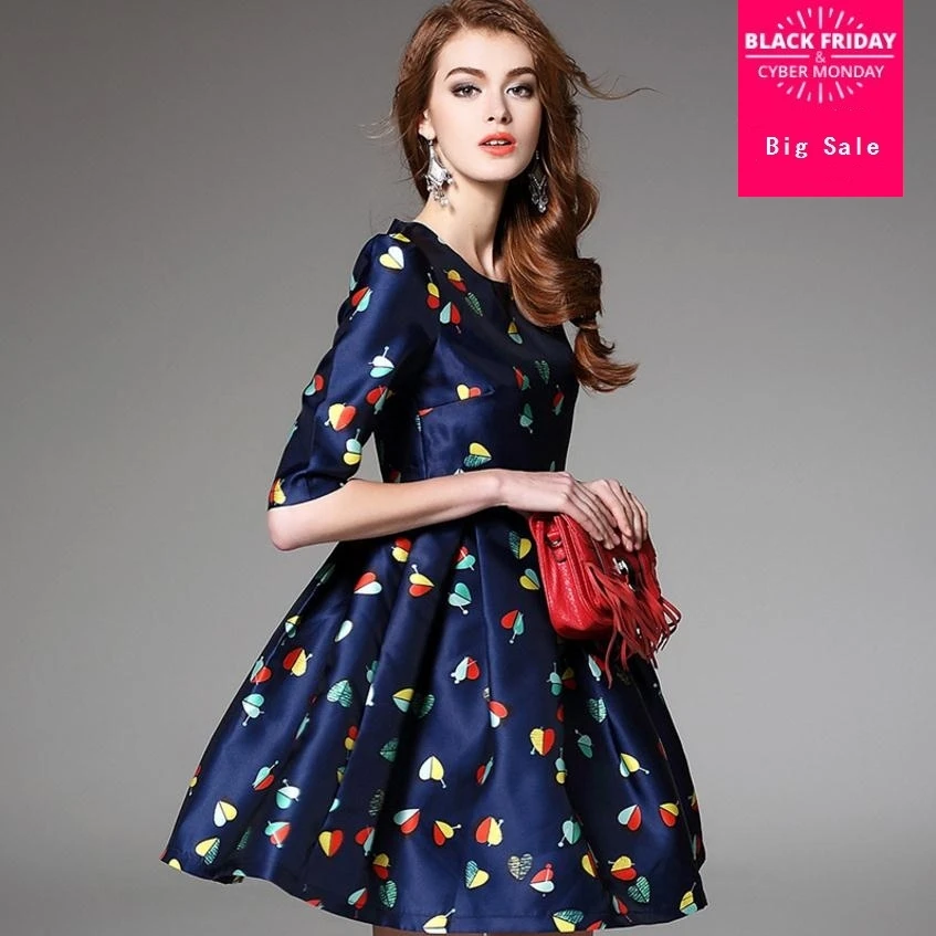 2018 autumn and summer fashion brand printed good quality Dresses