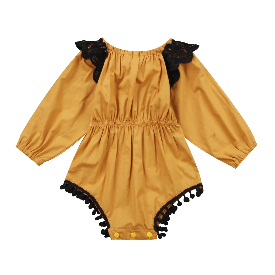 

Newborn Infant Baby Girl Romper lace Floral cute ball tassel romper Sunsuit long sleeves autumn Clothes Outfits