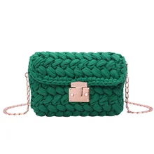 2019 new luxury brand rope braided handbag ladies shoulder bag mini square bag messenger bag change clutch bag metal chain 2019 new luxury brand rope braided handbag ladies shoulder bag mini square bag messenger bag change clutch bag metal chain