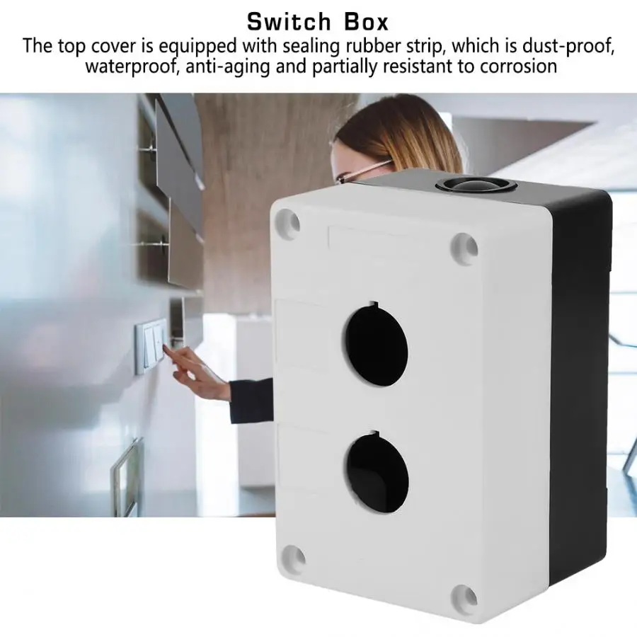 

2pcs Button Switch Box 22mm Hole 2 Holes Button Control Box Equipment Lift Elevator Emergency Waterproof Button Box Case