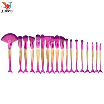 

18Pcs Mermaid Makeup Brush Set Fish Tail Foundation Powder Eyeshadow Make up Brushes Contour Blending Cosmetic Brushes