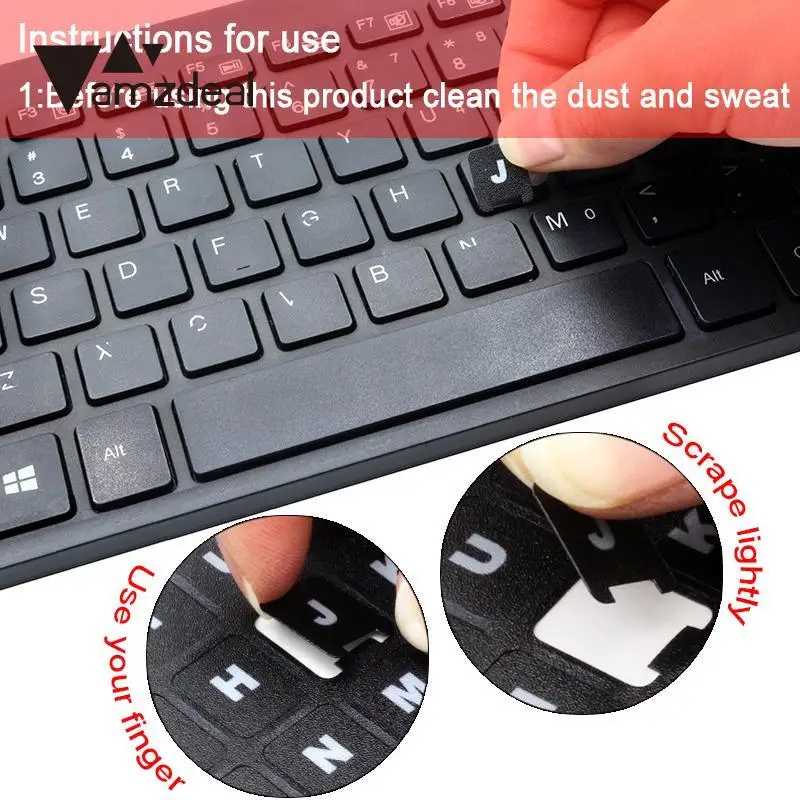 

amzdeal Durable Russian Letters Alphabet Stickers Standard Keyboard Stickers For Laptop General Keyboard
