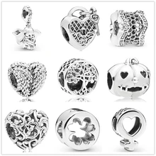 Новая семья навсегда жизнь дерево замок бусы в форме сердца подходят оригинальные Pandora Подвески Серебро 925 браслет брелок ювелирные изделия DIY женщин