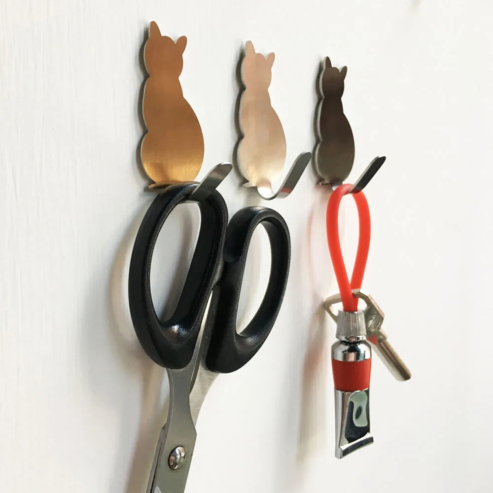 2 шт. самоклеющиеся крючки с рисунком кошки держатель для хранения для ванной кухни палка на стену двери брелок полотенце многоцелевые крючки