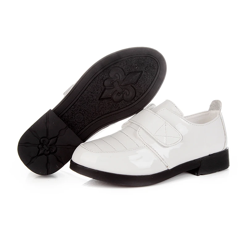 Slyxsh الأولاد أسود أبيض اللباس أزياء والجلود أحذية الأطفال الربيع الصيف عارضة الأحذية المسطحة الزفاف