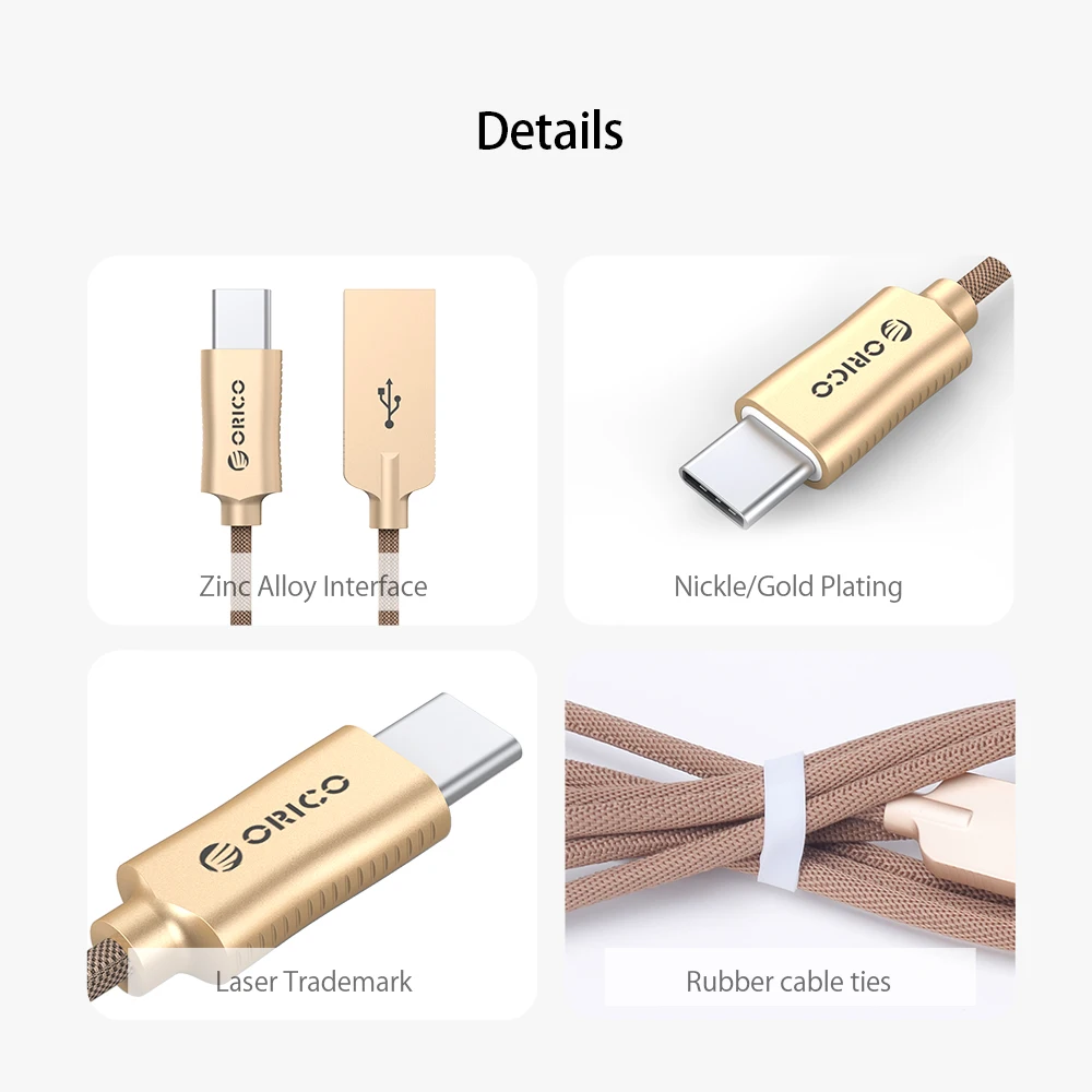 ORICO type-C кабель usb type A-USB-C кабель USB кабель для синхронизации и зарядки для huawei Macbook LG G5 Xiaomi Mi 5 htc цинковый сплав 1 метр