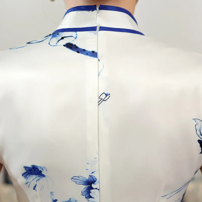 Традиционное китайское платье Для женщин белые длинные Cheongsam Размеры S до 3XL