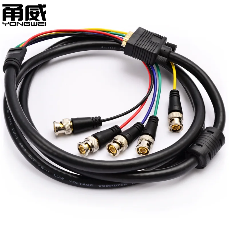 

VGA Male to 5BNC Male Adapter Cable 6-in Gold VGA Male to RGBHV 5 BNC RCA Male Breakout Cable Adapter FREE SHIPPING