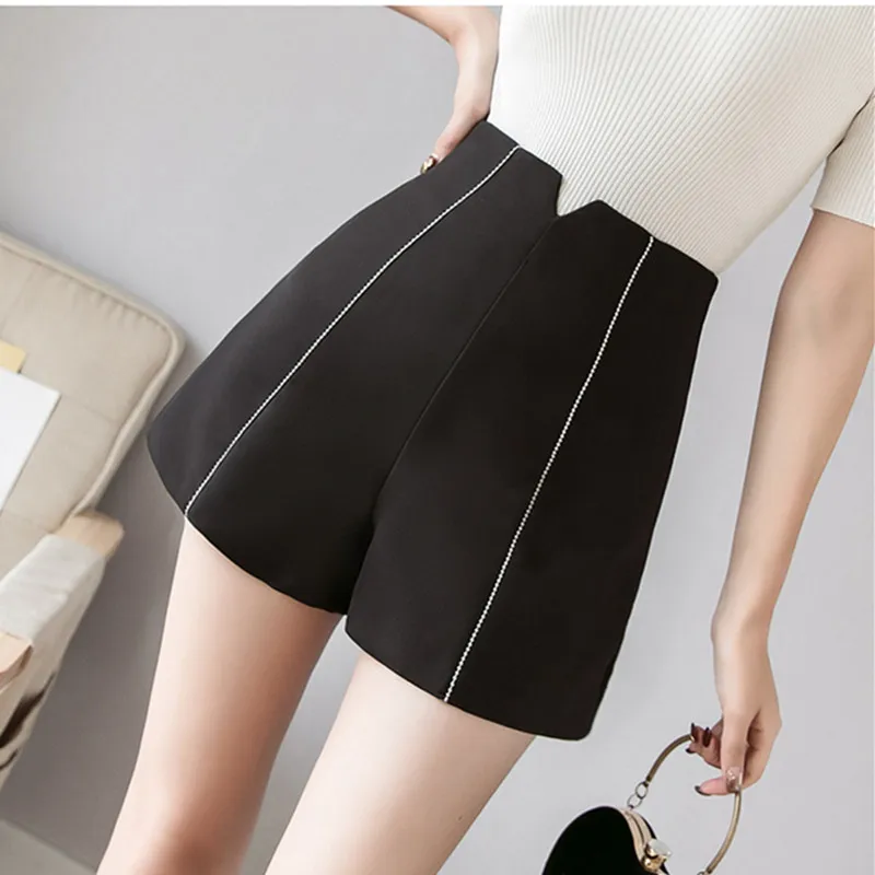 

Real shot a word wide leg shorts female 2019 spring new Korean version of the high waist waist loose casual shorts