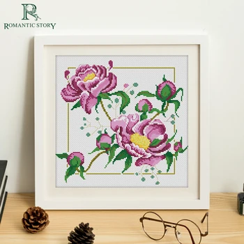 

Romantic Story Cross Stitch Set by Starter Kits Beginners Needlework Embroidery Landscape Desk decoration flower Cross-stitch