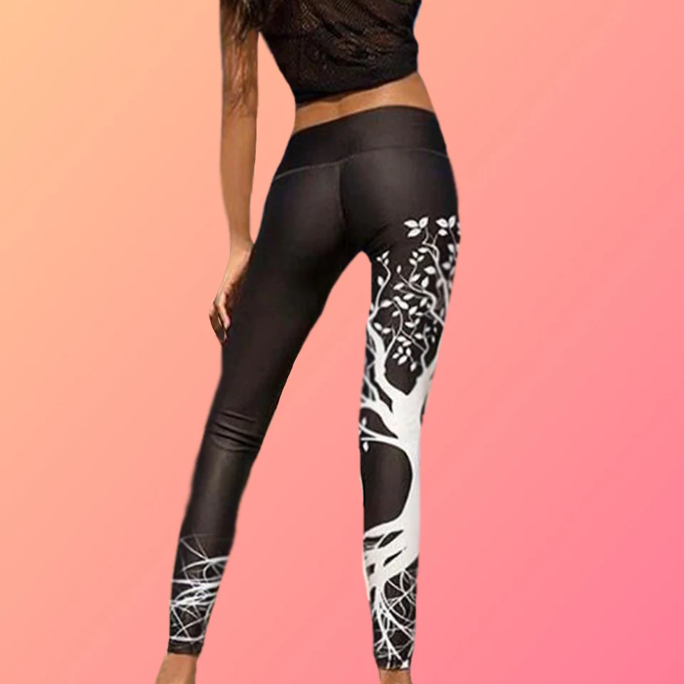 

Yoga Leggings Tree Women Workout Tight Gym Stretchy Print Push Up Leggings Yoga High Wasted Pants Seamless Butt Lifting Leggings