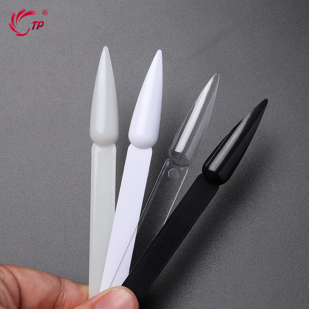 

TP 40pcs/lot Nail Art Tips Display Stiletto Sharp False Nail Art Tips Fan Wheel Practice Board Natural Black Clear tips French