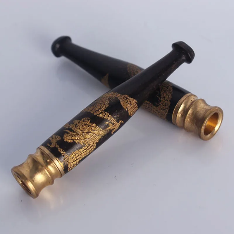 2019 New Reusable Handmade Ebony Carving Dragon Smoke Tobacco Filter Cigarette Holder