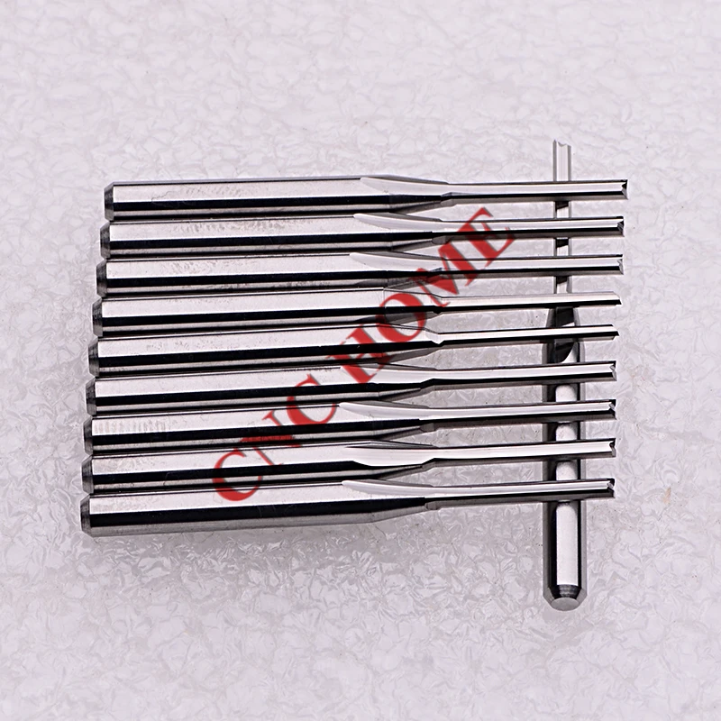 10pcs 3.175*1.5*12MM Double Straight Flute CNC Cutter Bits Carbide CNC Router Bit Wood Cutter for Milling Engraving CNC Machine