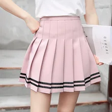 Для женщин Летние Плиссированные Юбки для женщин Harajuku милые офисные Юбки для женщин Высокая Талия Kawaii Мини-юбки#2060