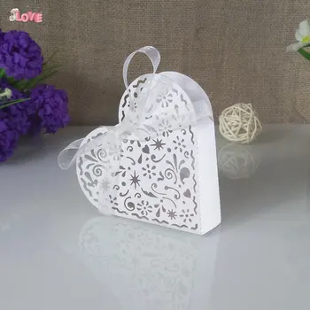 

50pcs laser engraving heart candy gift box gift cake box Christmas birthday baby bath holiday party decoration 5ZT54