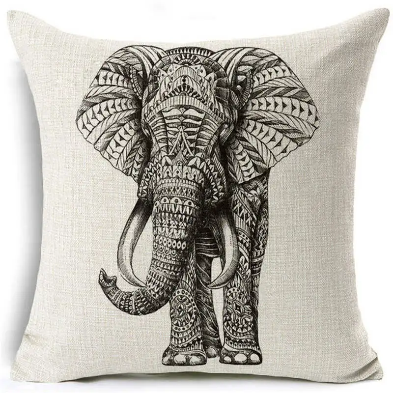 Wild Animal Deer Elephant Owl Decorative Cushion Cover Throw