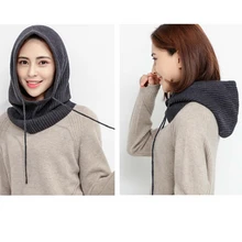 Осенне-зимняя женская шапка, вязаные шерстяные шапки, теплый шарф, толстая ветрозащитная кашемировая многофункциональная шапка, шарф Skullies Beanies, мужская шапка