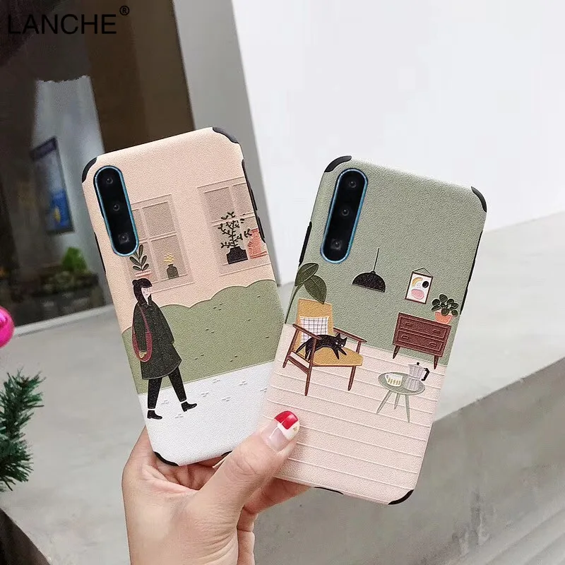 

LANCHE 3D Relief Cartoon Soft Phone Case For Huawei P20 P30 Lite Mate 20 Pro Case on For Honor 10 V10 8X 20 V20 Matte TPU Cover