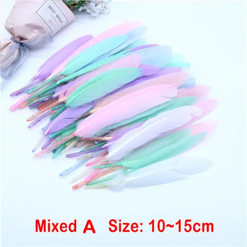 Mixed A-50pcs Натуральные утиные и гусиные перья 4-20 см цветные перья для свадебной вечеринки, украшения для самодельного изготовления, перья - Цвет: Mixed A-50pcs