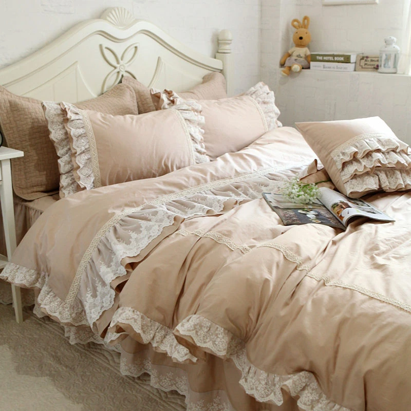 Luxury Embroidery Wedding Bedding Set Lace Ruffle Duvet Cover Elegant Bed Sheet Bedspread Romantic Bedroom Decoration Beddings Bedding Sets Aliexpress