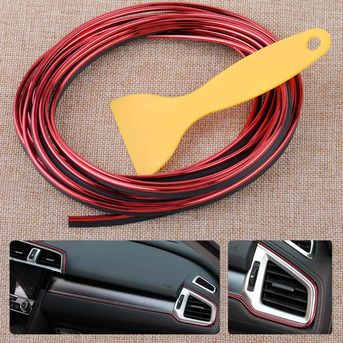 

CITALL Car DIY Accessories 5 Meter Red Flexible Interior Moulding Door Dashboard Air Outlet Decorative Sticker Strip Trim Line