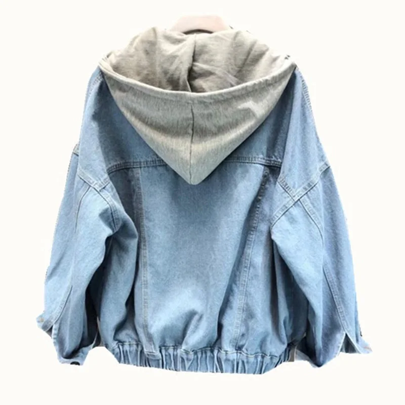 

feminine Coat loose Streetwear women's jackets Jeans for women Removable Hooded Denim Jacket For Women Casual BF Harajuku