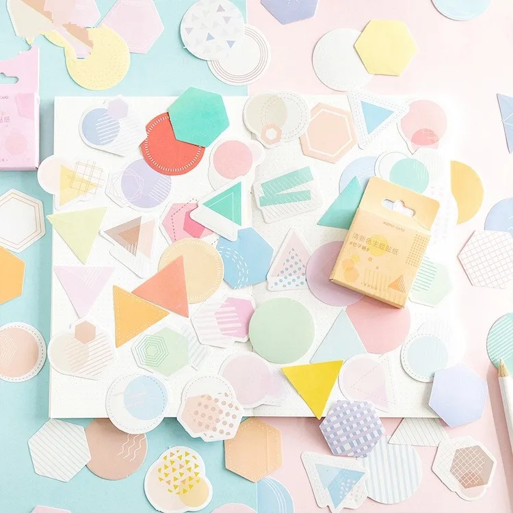 

46pcs Box Cute Candy Colorful Round Triangle Stationery Sticker Photo Diary Scrapbooking Paper Sticker Diy Seal Label Kids Gift