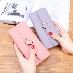 2019 Новая мода люкс бумажник Женский Для женщин кошелек долго Hasp одноцветное Для женщин кошельки PU кожаные держатели для карт дамы милый