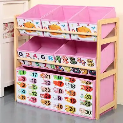 Solid Wood Toy Rack Kids/' Toy Storage Organizer Children Finishing Storage Rack