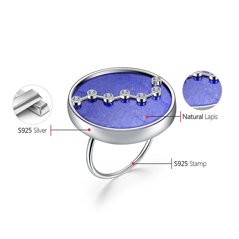 Lotus Fun реальные 925 серебро естественный голубой Лазурит ручной работы Fine Jewelry queen