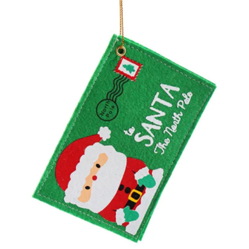 2 цвета Санта-Клаус красный/зеленый Рождественский кулон конверт дерево аксессуары маленький Рождественский подарок сумки для конфет вечерние дома Рождественский Декор - Цвет: green