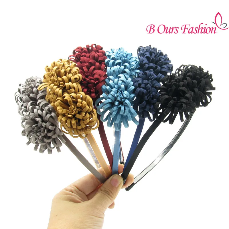 

2018 fashion suede tessal flower hairband children fashion hair accessories plastic band with gripes teeth