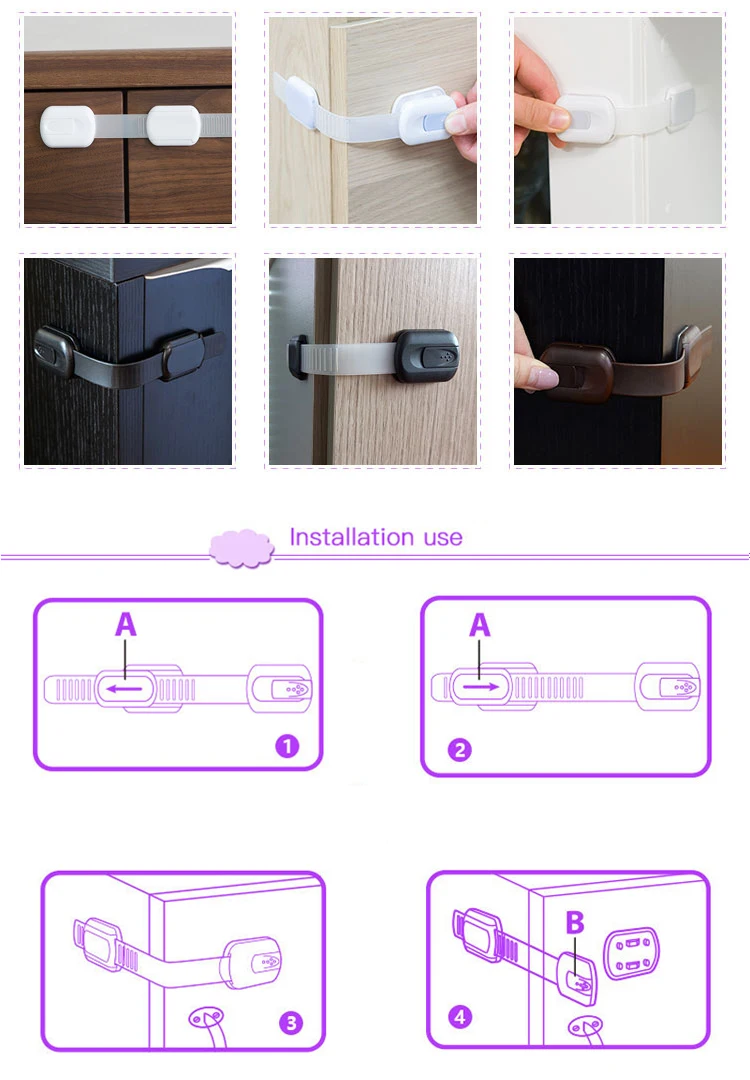 Регулируемая Детская безопасность замок для шкафа многоцелевой длины супер сильный 3м клей 3 шт Детские замки безопасности младенческой защиты
