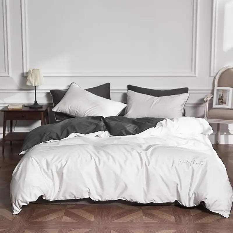 

Luxury embroidery Bedding Set tribute silk Bed Set Queen King Size Bed Sheet white Duvet Cover Set egyptian cotton Bed Linen