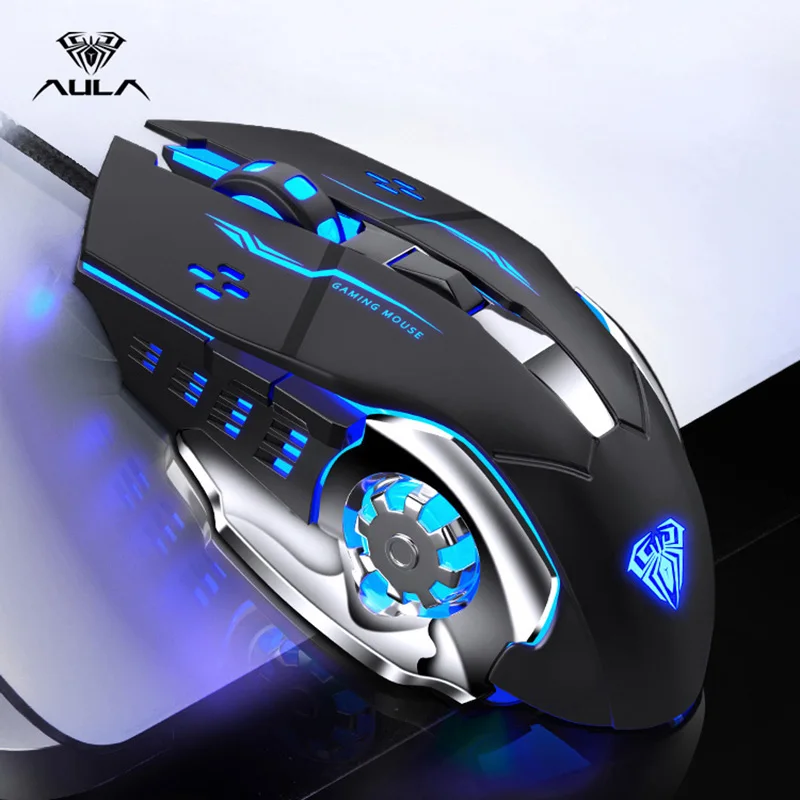 

AULA Professional Macro Game Mouse LED Wired Gaming Mouse for PC Computer Laptop Mice Pro Gamer Adjustable 3200 DPI Silent Mause