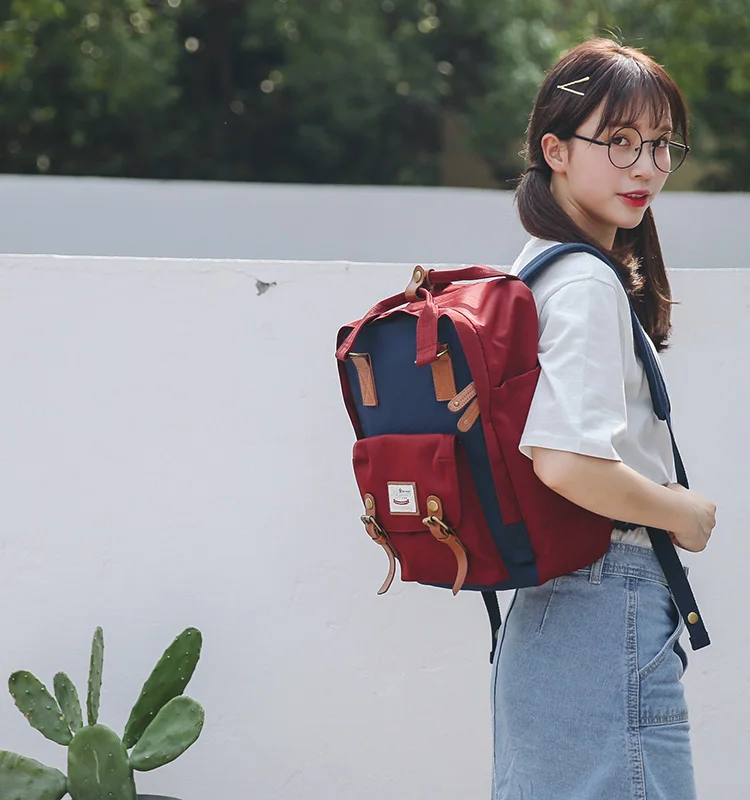 Himawari брендовые милые нейлоновые рюкзаки, дорожная сумка, женский водонепроницаемый рюкзак для ноутбука, большая емкость, сумки для мам, Mochila, школьная сумка no1 - Цвет: NO13-Wine and Navy