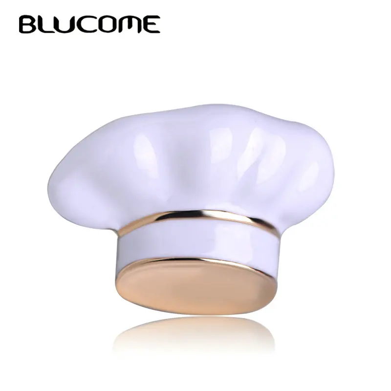 

Женская/Детская Брошь Blucome, белая эмалированная брошь в форме шеф-повара в форме шляпы, аксессуар для свитера