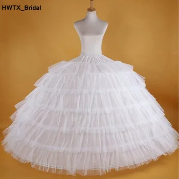 

Long Puffy Ball Gown 6 Hoops Petticoats 2018 Tiered Ruffles Skirt Underskirts Petticoat For Party Wedding Quinceanera Dresses