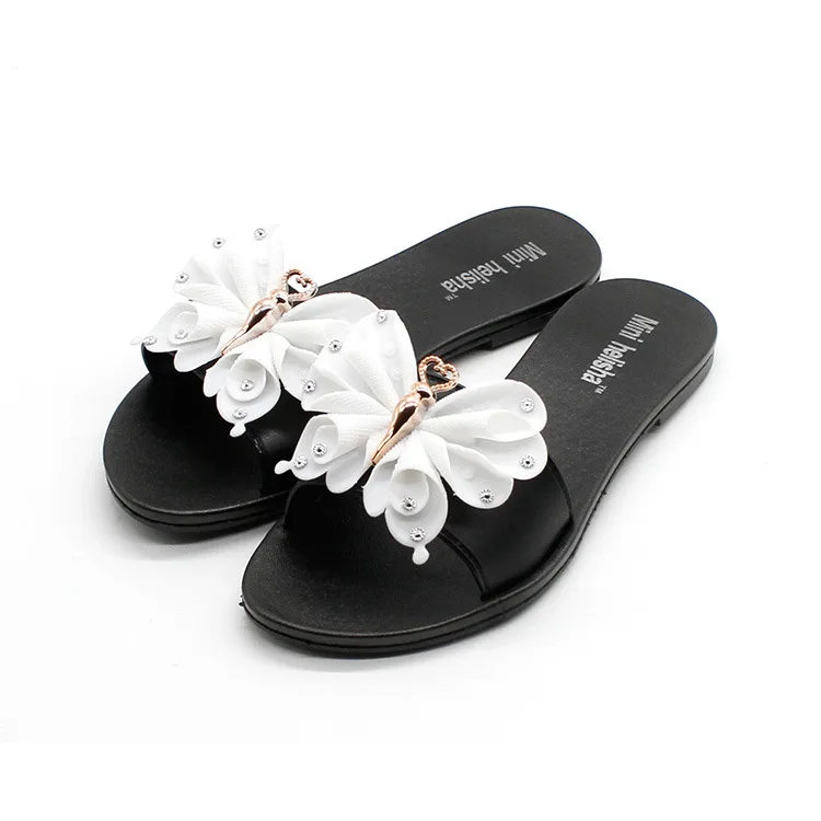 

2019 New Woman Bowtie Shoes Lady Students Summer Flats Sandals Women Summer Beach Flip Flops Woman Sweet Slippers E847