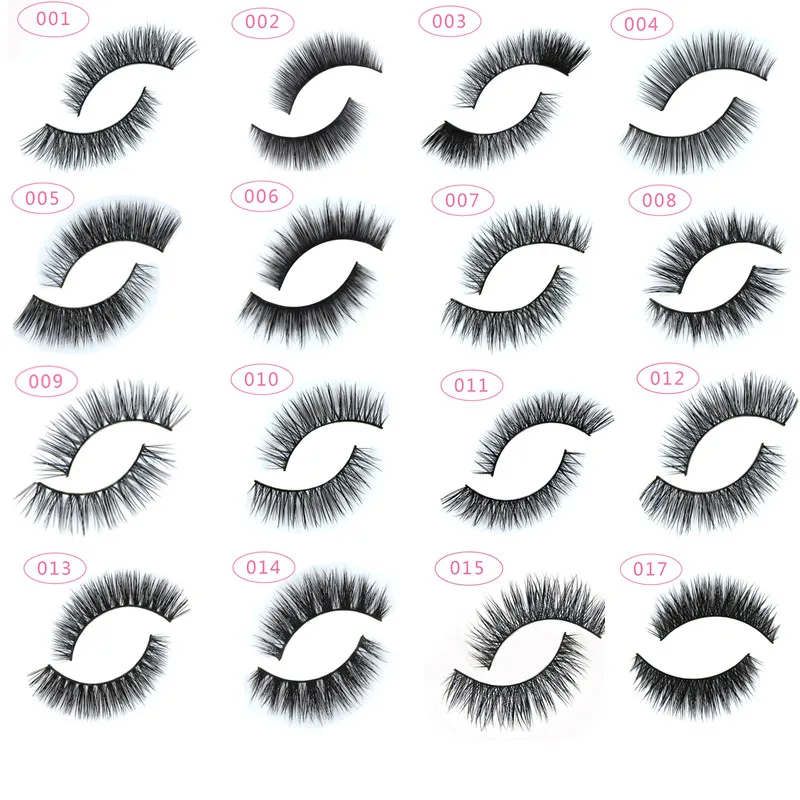 13 types 1 pair Natural False Eyelashes Fake Lashes Long Makeup 3D Mink
