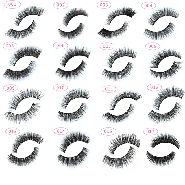 13 types 1 pair Natural False Eyelashes Fake Lashes Long Makeup 3D Mink