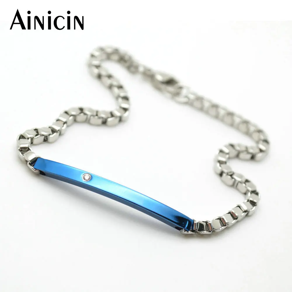 

Never Fade Stainless Steel Gun Black Color Vacuum Plating 4mm Boxed Chain With CZ Setting Bracelets For Men and Women Jewelry