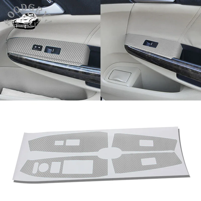 Аксессуары для стайлинга автомобилей 4 шт. для Honda Accord 2003-2007 3D стеклоподъемник из углеродного волокна Панель наклейка